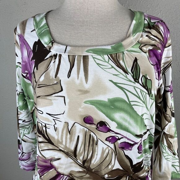 NWT Caribbean Joe Short Sleeve Top Size Petite L - Picture 2 of 7